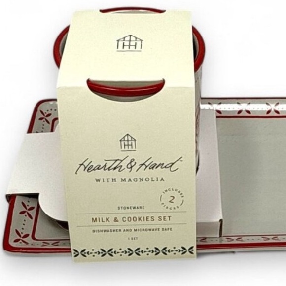Hearth & Hand with Magnolia Stoneware Christmas Milk & Cookies Serving Set NWT - Picture 3 of 6
